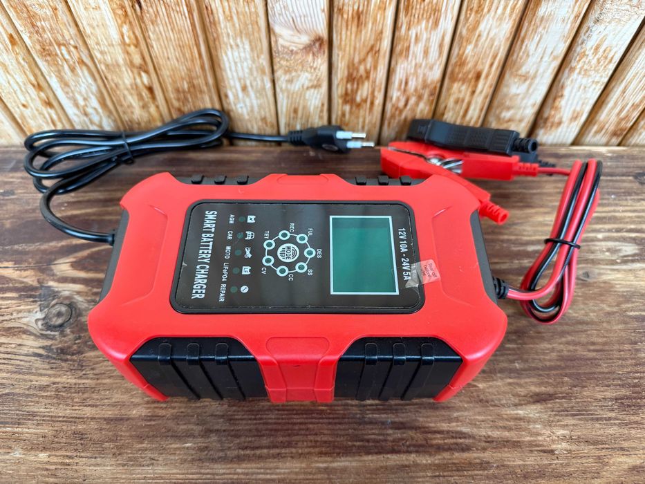 Автоматичний зарядний пристрій FOXSUR 12В/24В ТОПОВА ВЕРСІЯ на 10A