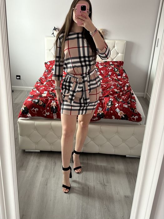 Sukienka w kratę elegancka, sukienka La Blanche, sukienka świąteczna