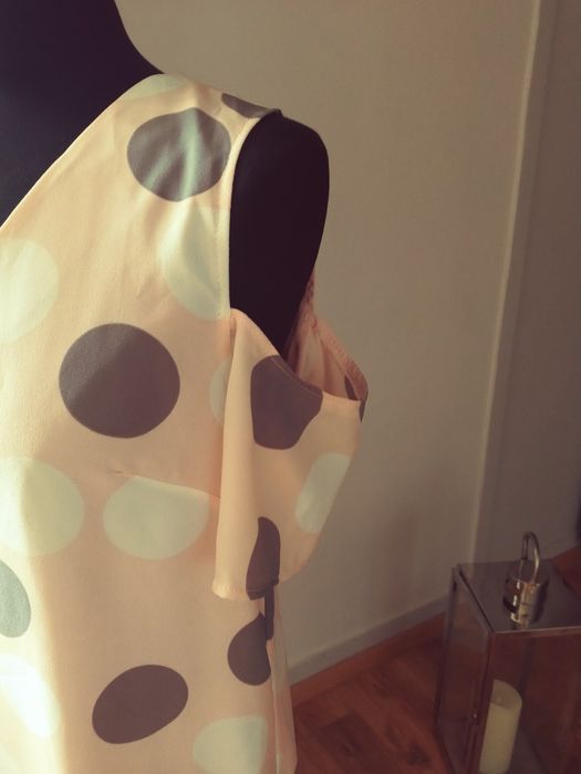 Sukienka prosta grochy lato 40 luzna