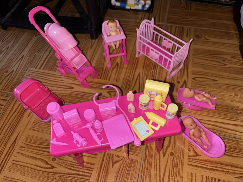 Conjunto Brincar bebés e acessórios