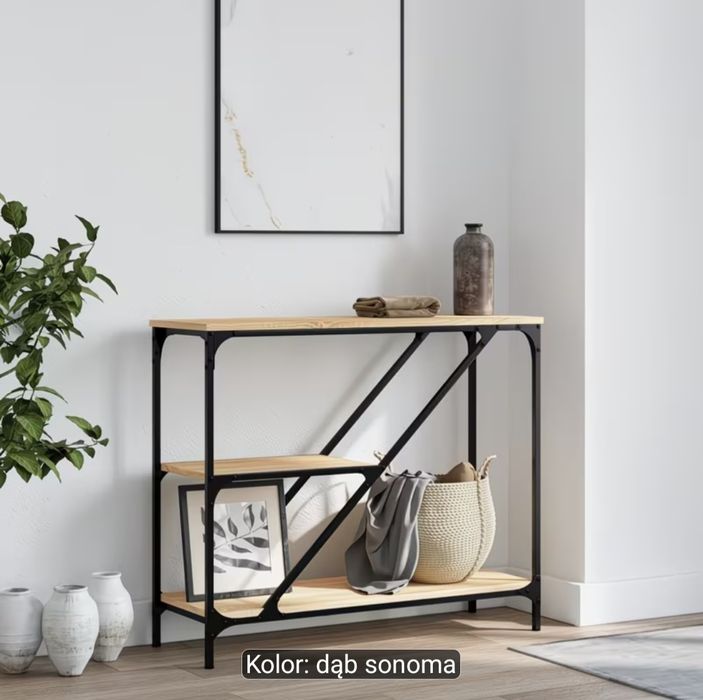 Stolik konsolowy dąb sonoma 88,5 30 75 cm, stolik konsolowy, konsola, szafka konsolowa, stoliczek konsolowy