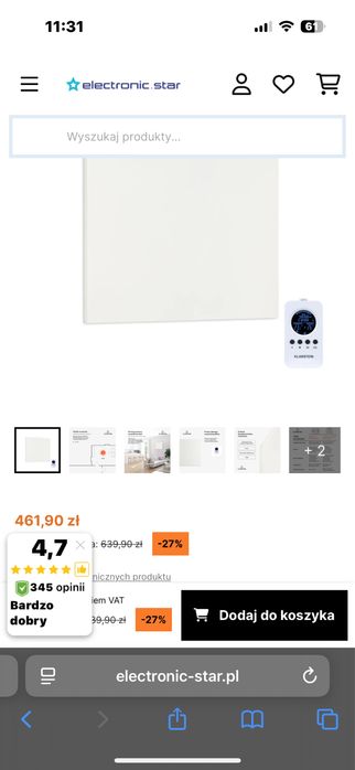 Klarsstein promiennik jak nowy grzejnik 300w 50x60 cm