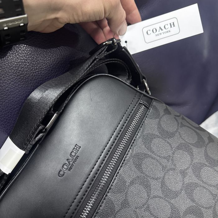 чоловіча сумка Coach монограма чорна Коач Коуч месенджер барсетка
