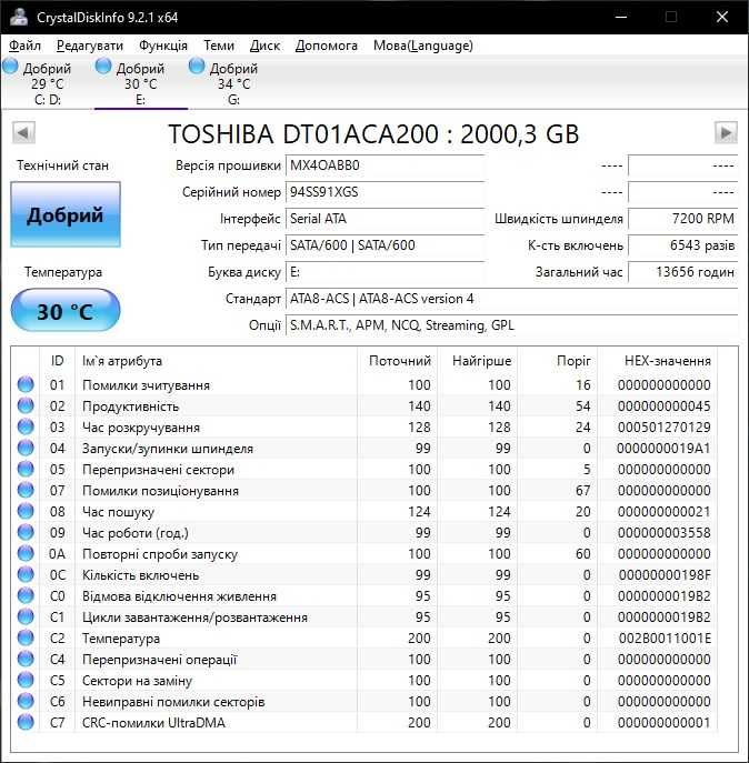 HDD TOSHIBA DT01ACA200, 2ТB, 7200rpm, SATA III, 3.5"