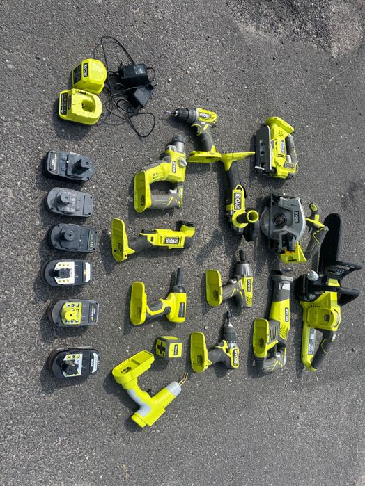 Duży zestaw narzędzi akumulatorowych Ryobi ONE+ 18V – 13urządzeń + ładowarki