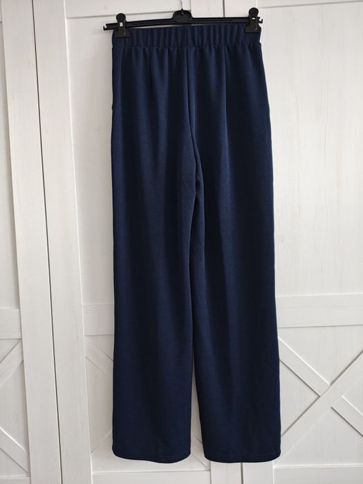 Spodnie damskie nowe z lejącej dzianiny typu interlock, granat, Bonprix, 36/38