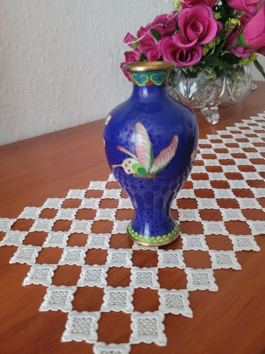 Wazonik Cloisonne mosiądz emalia