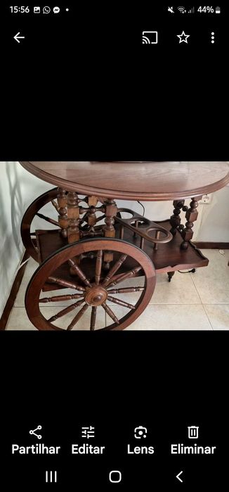 Mesa Bar Carrinho com Abas em Madeira como nova