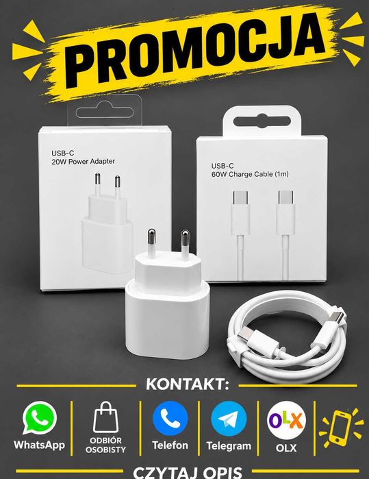 iPhone Ładowarka do Apple iPhone + Kabel USB-C NOWE Gwarancja Kabel iPhone 17 Pro Kabel IPhone 18 Pro 15 Kabel iPhone 15 Pro Kabel iPhone 16