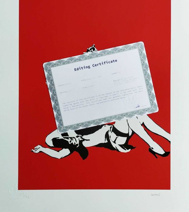 Banksy reprodukcja grafika Królowa Victoria certyfikat podpis