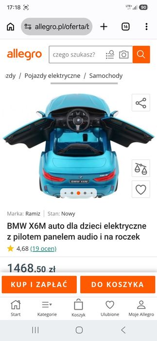 Samochód BMW X6M pilot dla dzieci