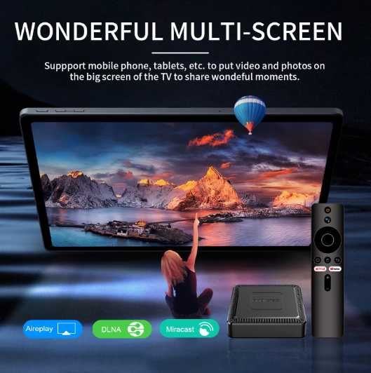 Android TV Box model Q7 oraz mini teleskop luneta