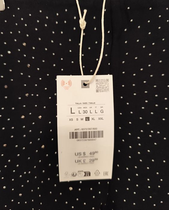 Cyrkoniowe spodnie Zara L czarne eleganckie