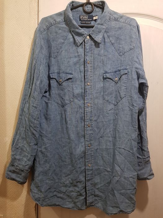 Льняная рубашка Polo Ralph Lauren, размер М - наш 48-50