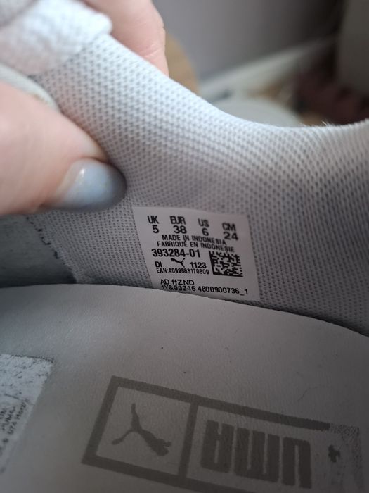 Кожаные кроссовки Puma 38р, женские белые кросовки, кеды