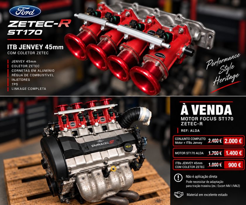 Motor zetec r ref Alda focus st170 + itb jenvey 45mm