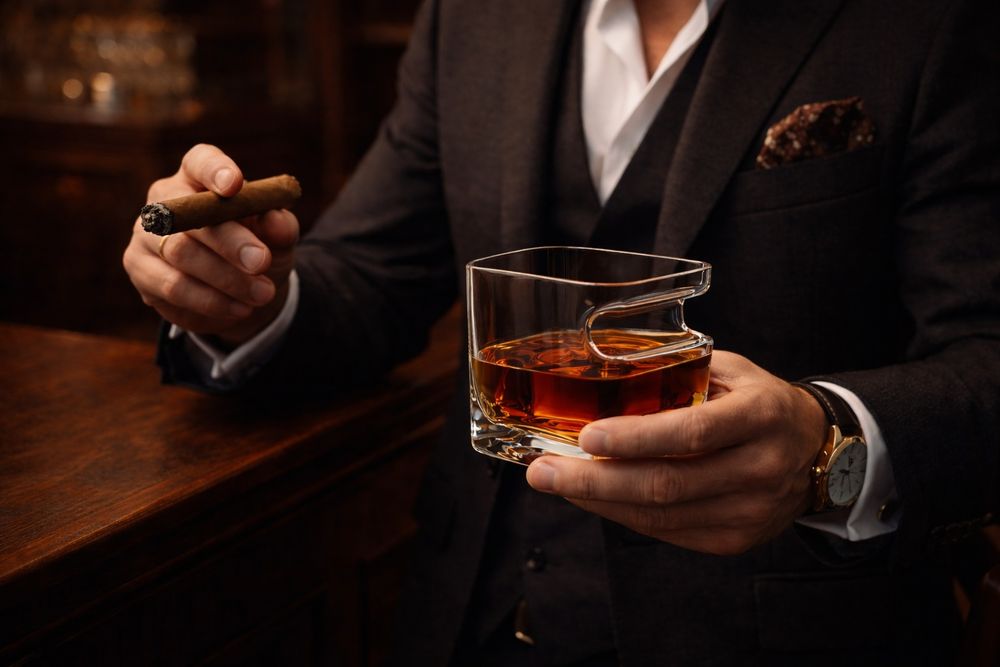 Szklanka do whisky z miejscem na cygaro