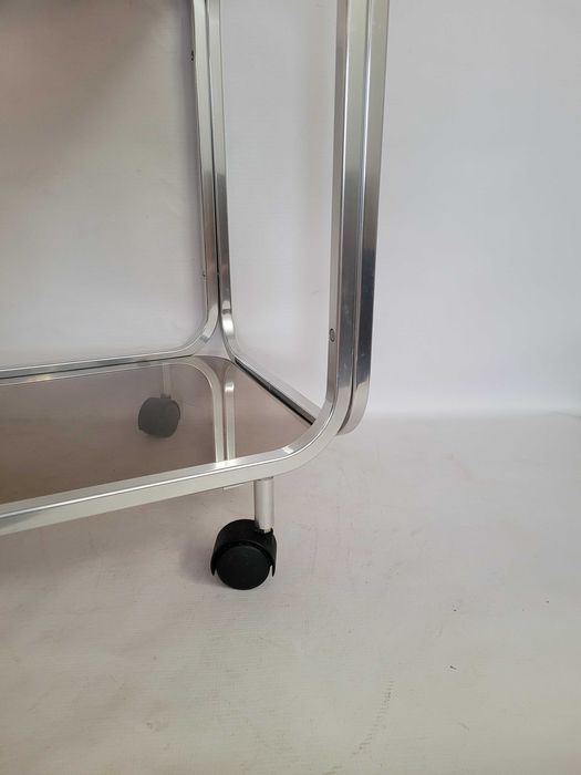 bauhaus stolik ALUMINIOWY dymione  szkło, lata 70