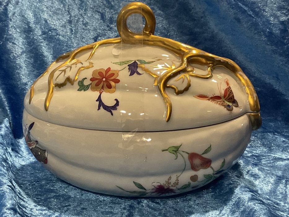 Caixa melão vintage vista alegre pintura manual com 18 cm