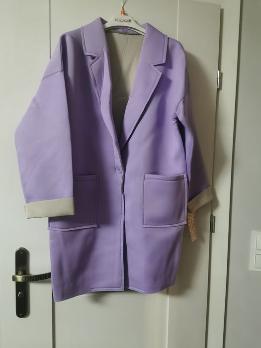 HIT wiosna!!! PŁASZCZYK płaszcz OVERSIZE fiolet lila NOWY