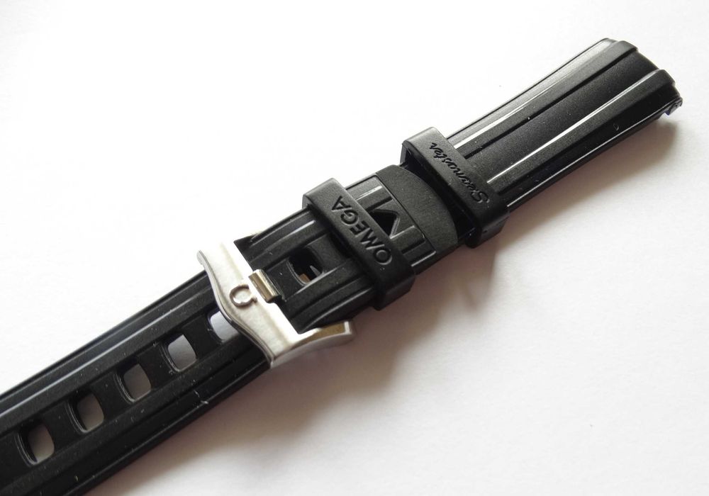 Czarny silikonowy pasek do zegarka Seamaster 20mm gumowy z klamrą