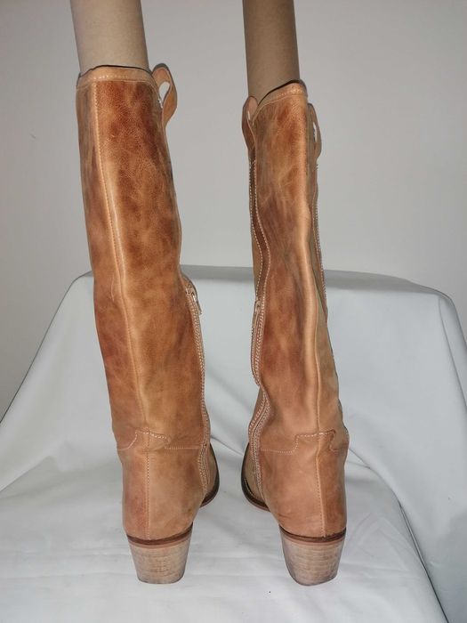 Wiosenne 100% skóra naturalna włoskie kozaki kowbojki