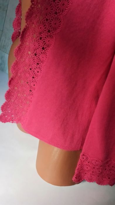 Jaeger изящный кашемировый c шелком кардиган с нежной  кружевной отдел