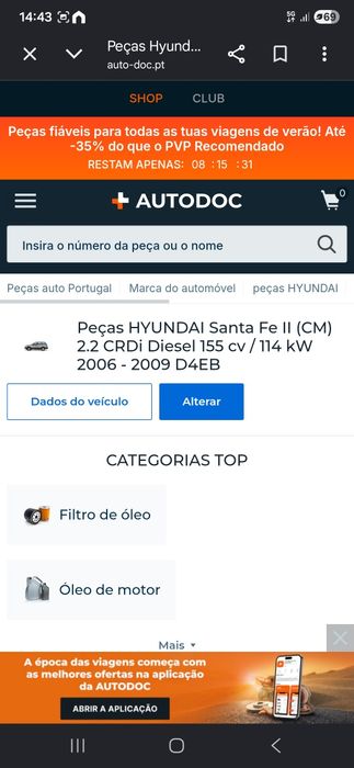 Hyundai santa Fe II todas as peças