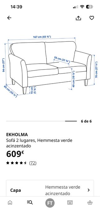 Sofá IKEA EKHOLMA – 2 Lugares