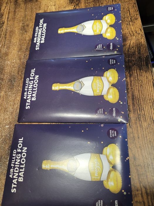 Zestaw 3 sztuk foliowych balonów szampan. Happy new Year
