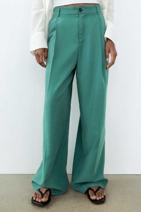 ZARA Szerokie spodnie z wysokim stanem Szwedy Kuloty 36 S Modal NOWE