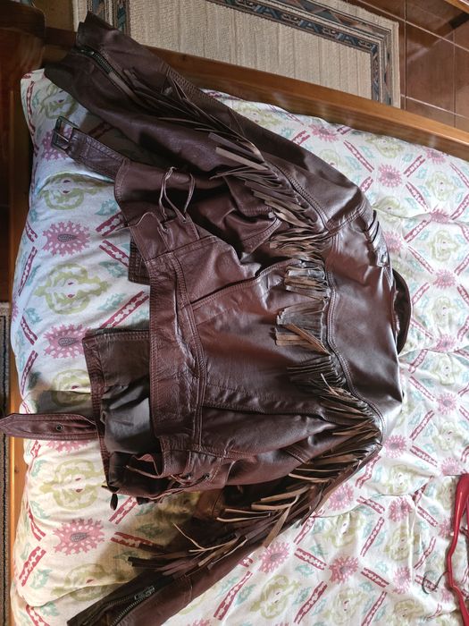 Blusão couro castanho
