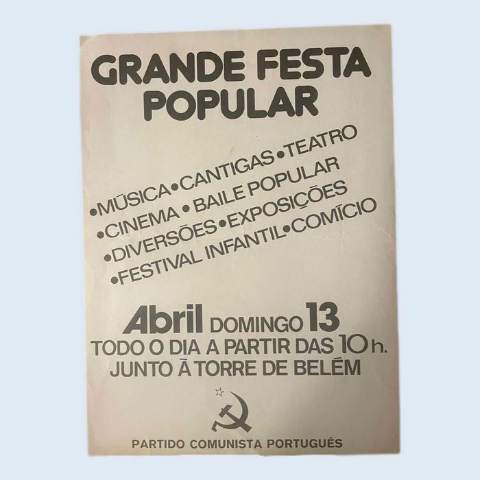 Folheto Grande Festa Popular PCP Torre de Belém