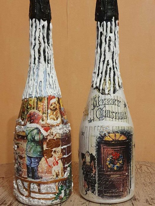 Декорированная бутылка к Новому году
