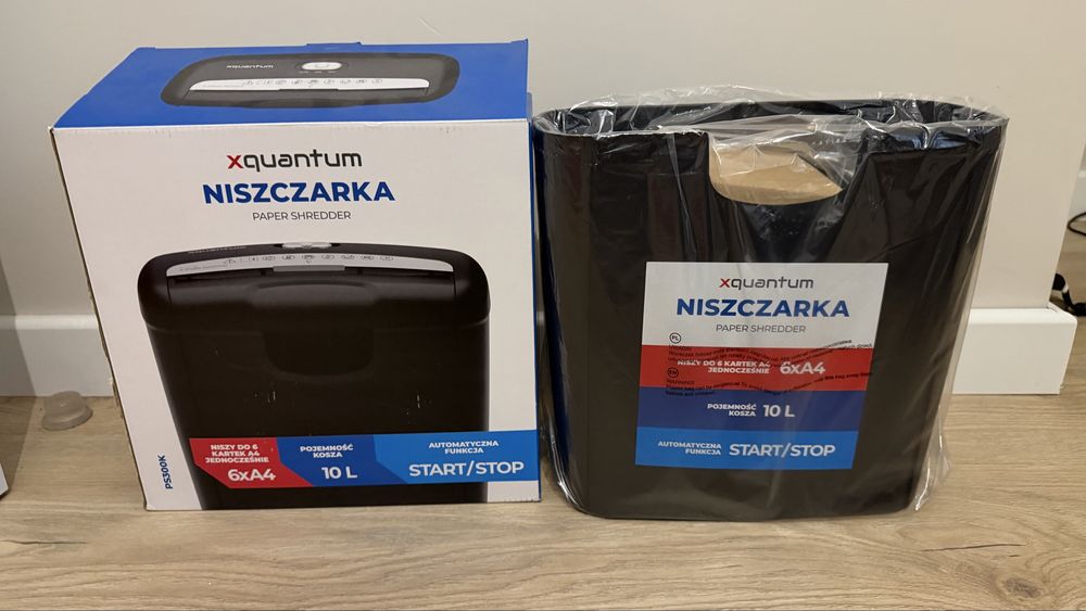 Niszczarka do papieru nowa. Dowod zakupu