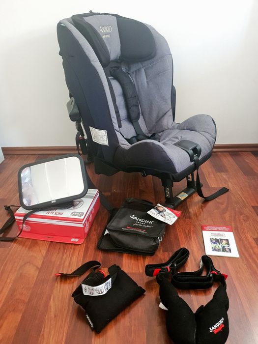 fotelik axkid minikid 2.0 pierwszy właściciel, sandini sleepfix, luste