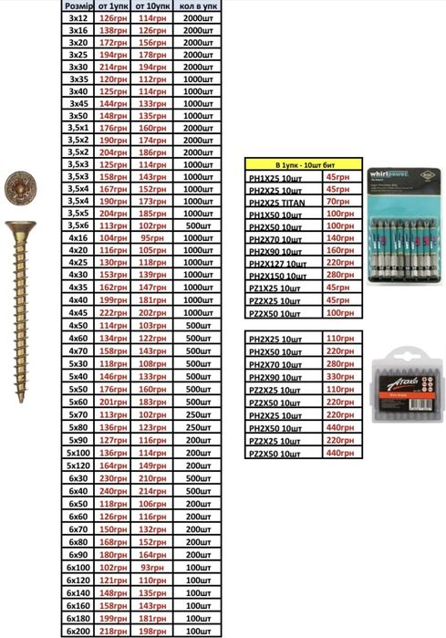 Саморізи по дереву та металу саморезы