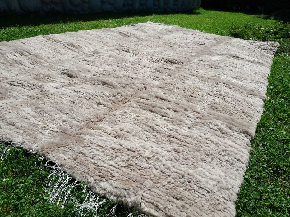 Dywan XXXL Skórzany Naturalna Skóra Owcza Dywan Tkany Ręcznie Wełna