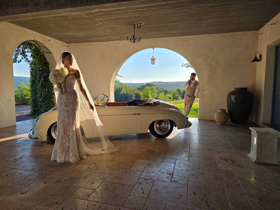 Porsche 356 do ślubu kabriolet cabrio auto reklama sesja  boho glamour