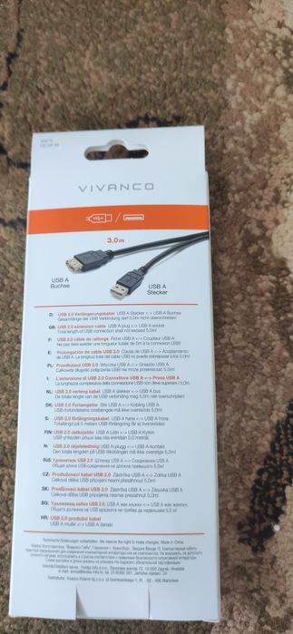 Kabel USB nowy Vivanco