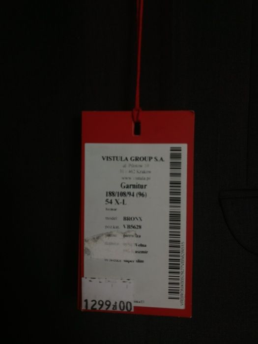 Garnitur Vistula 188/108/94 red slim stalowy szary