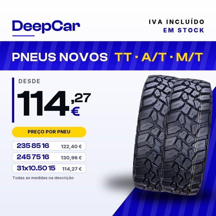 Pneus 235 85 16, 245 75 16, 31x10.50 R15 | Novos TT A/T M/T
