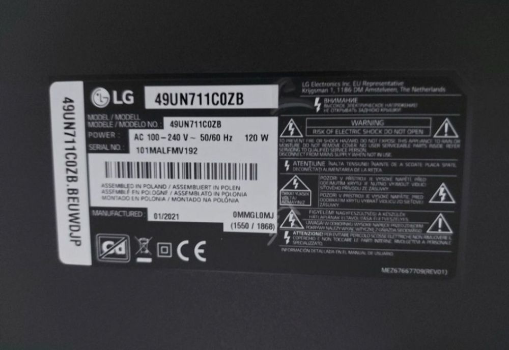 Obudowa tylna TV LG 49un711 TANIO!!