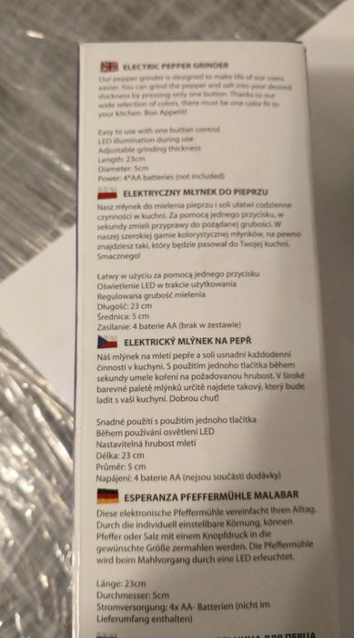 Esperanza 2 sztuki  Elektryczne Młynek do Pieprzu  Led Czerwon