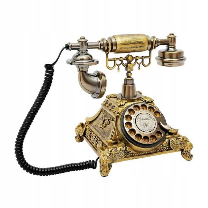 Klasyczny telefon przewodowy styl vintage brąz