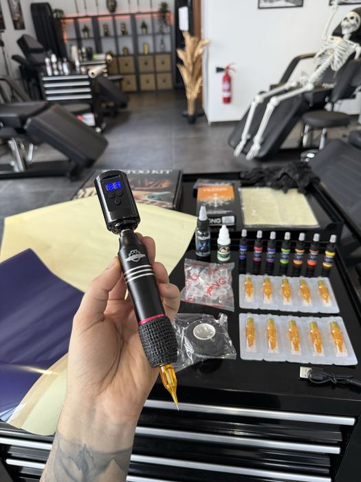 Kit Tattoo/ Tatuagem COMPLETO Sem fios com Pele Treino/ Instruções etc