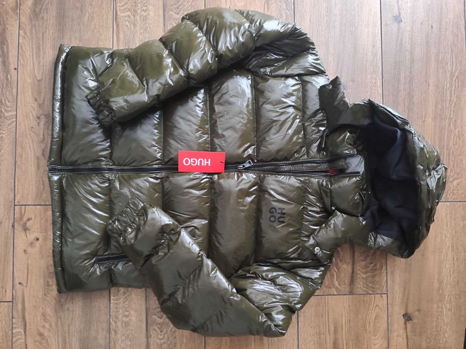 Nowa kurtka jesienno-zimowa Hugo Boss M/L khaki połysk lakierowana