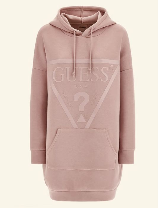 Długa bluza damska z kapturem GUESS, oversize, pastelowa różowa, M