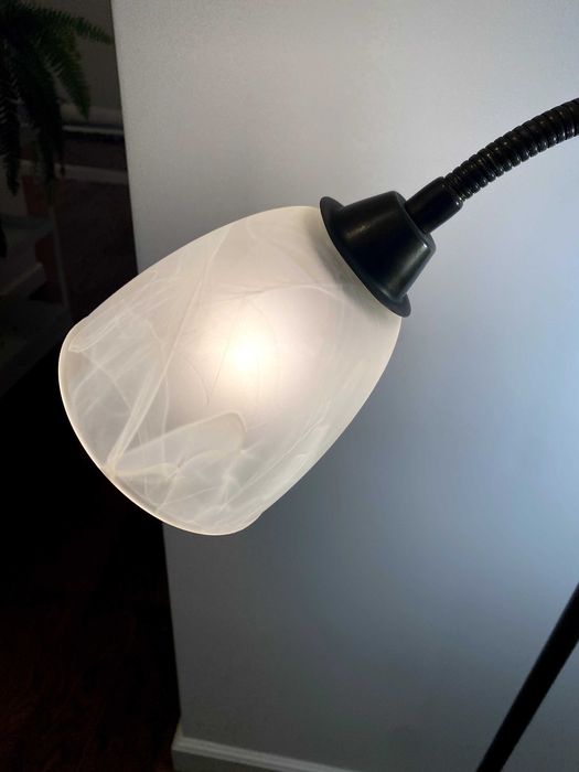lampa podłogowa - stara, mosiądz, szkło