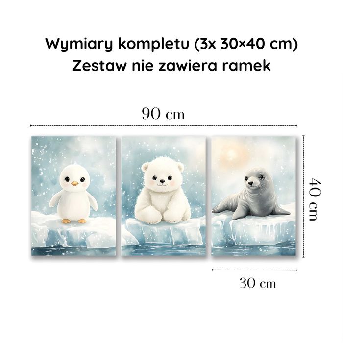 Zestaw dekoracji dla dziecka Obrazki Arktyka, styl skandynawski